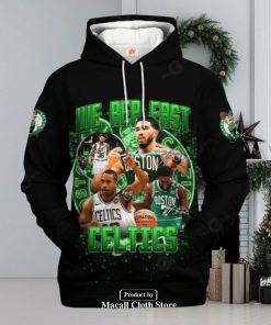 Boston Celtics We Rep Fast Black Signatures Jogger Hoodie Sweatshirt 3D