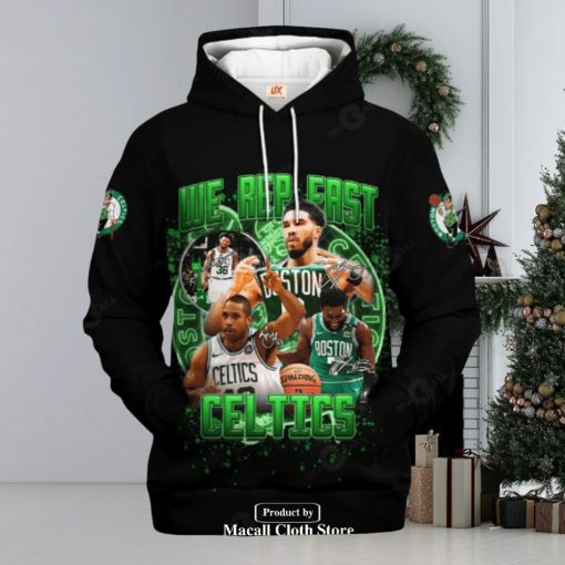 Boston Celtics We Rep Fast Black Signatures Jogger Hoodie Sweatshirt 3D