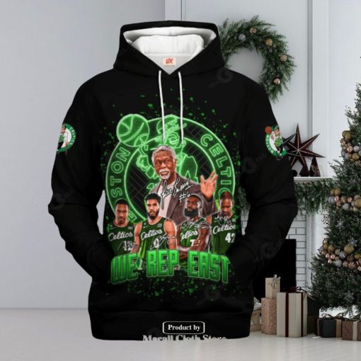 Boston Celtics We Rep Fast Black Signatures V2 Jogger Hoodie Sweatshirt 3D