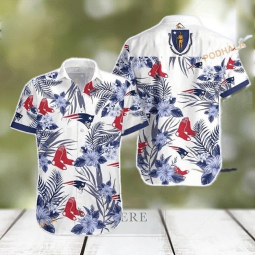 Boston Red Sox MLB Hawaiian Shirt  Hibiscus Flower Pattern Aloha Shirt