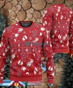 Boston Red Sox Style MLB Santa Reindeer Rides Ugly Christmas 3D Sweater Gift For Men Women