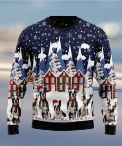 Boston Terrier Family Full Printed Ugly Xmas Sweater