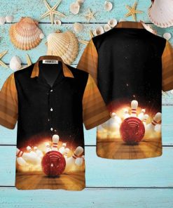 Bowling Strike Hit Fire Explosion Bowling Tropical Hawaiian Shirt