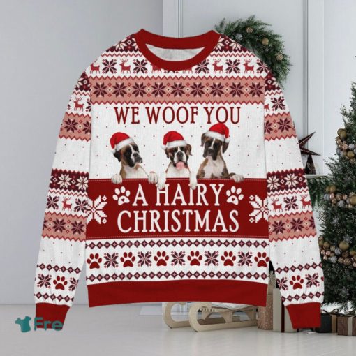 Boxer We Woof You A Hairy Christmas Ugly Sweater Gift For Dog Lover, Funny Christmas