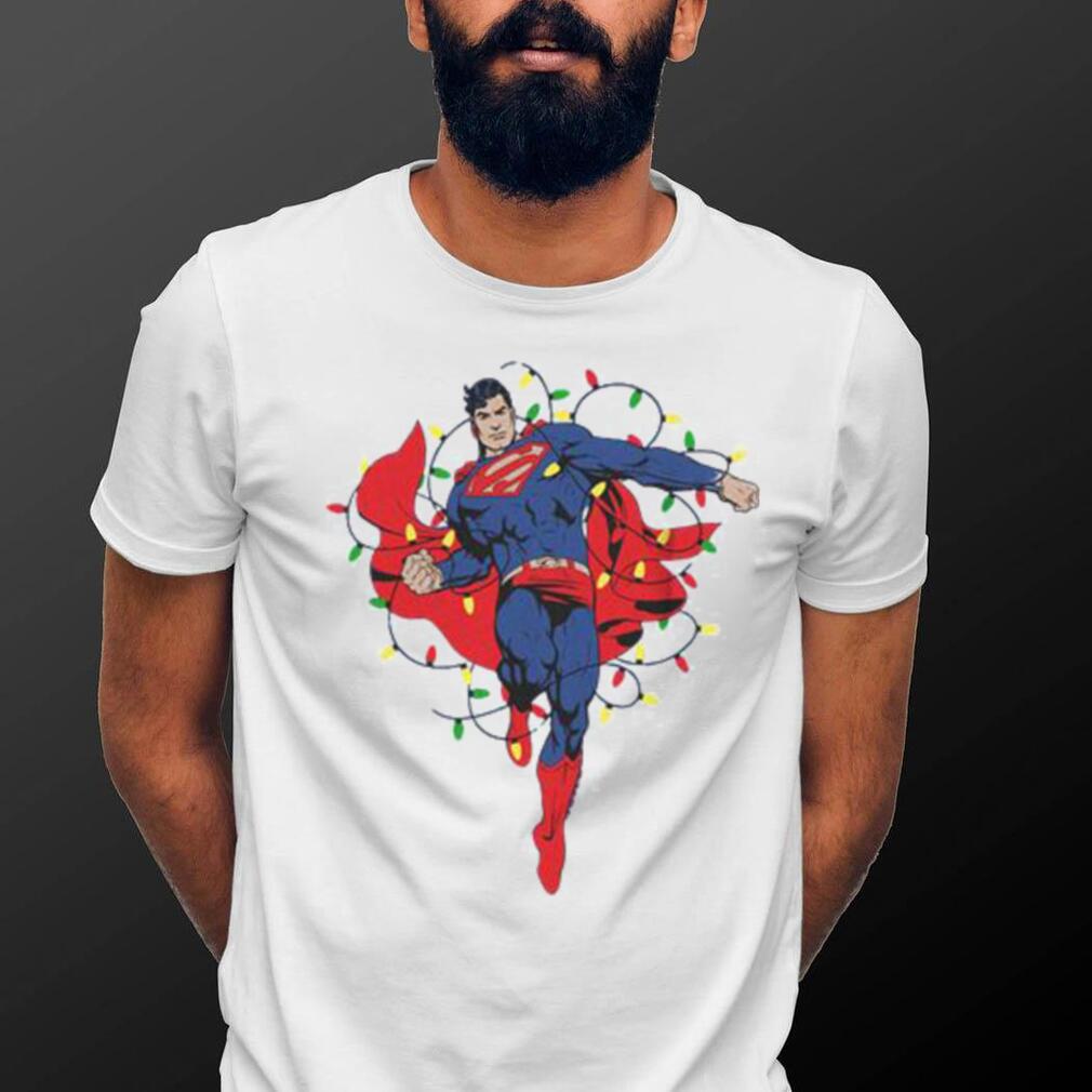 Boy Superman Christmas Lights T shirt