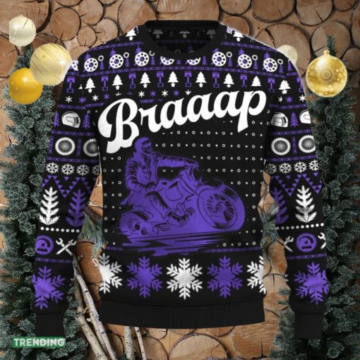 Braaap Cruiser Motorcycle Ugly Christmas Sweater New Pattern Motorcross Holidays Gift Fans