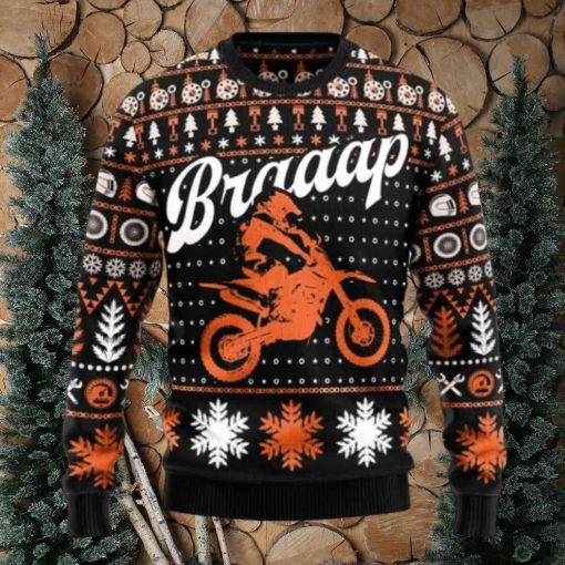 Braaap Moto Orange Version Ugly Christmas Sweater