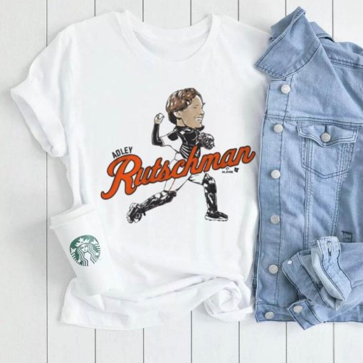BreakingT Youth Baltimore Orioles Adley Rutschman Caricature White Graphic T Shirt