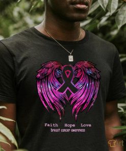 Breast Cancer Faith Hope Love Wings T Shirt Awareness (Back) T Shirt