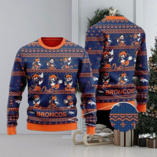 Broncos Mickey Mouse Knitted Ugly Christmas Sweater