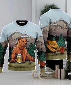 Brown Bear Camping Christmas Unisex Ugly Sweater