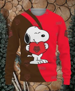 Brown Bears Snoopy Cute Heart American Sports Team Knitted Christmas Sweater Gift Holidays