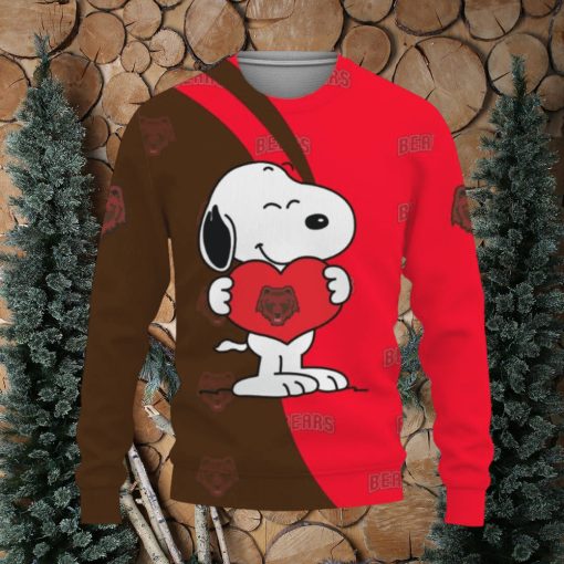 Brown Bears Snoopy Cute Heart American Sports Team Knitted Christmas Sweater Gift Holidays