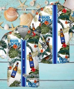 Bud Light Beer Blue Stripe Hawaiian Shirt