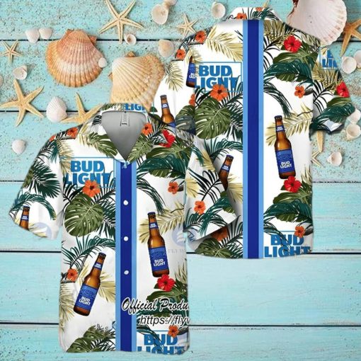 Bud Light Beer Blue Stripe Hawaiian Shirt