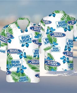 Bud Light Beer Hawaiian Shirt Hibiscus Flower Pattern Gift For Beach Lovers