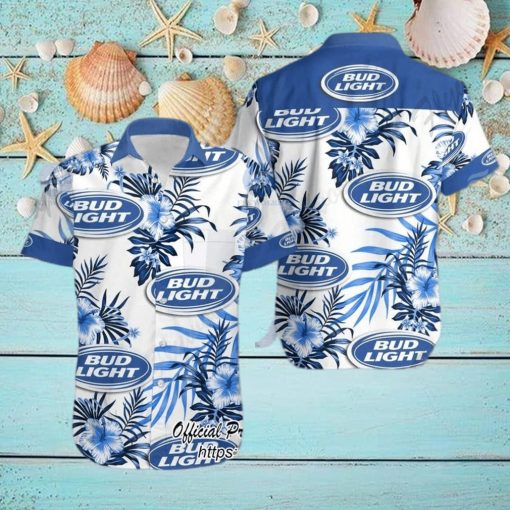 Bud Light Beer Hibiscus Tropical Hawaiian Shirt