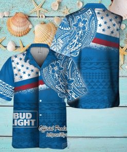 Bud Light Beer Polynesian Short Sleeve Hawaiian Shirt