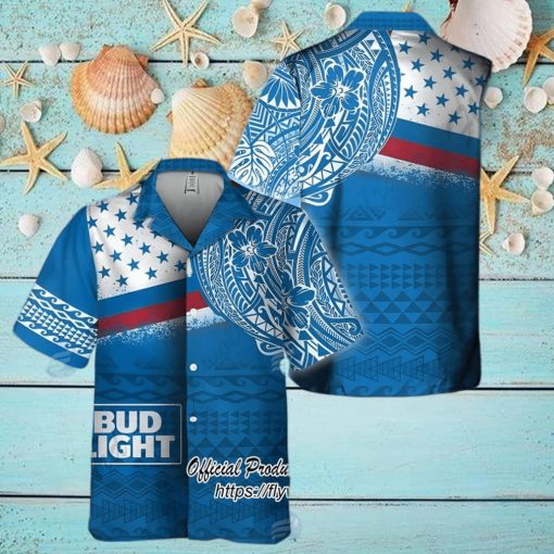 Bud Light Beer Polynesian Short Sleeve Hawaiian Shirt