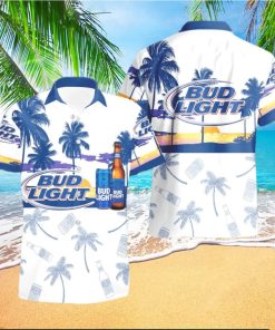 Bud Light Beer Tropical Palm Tree Hawaiian Shirt And Shorts For Beach Lovers