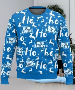 Bud Light Christmas Hohoho Reindeer Pattern Ugly Sweater