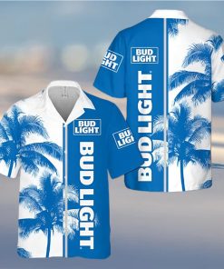 Bud Light Classic Blue Tropical Coconut Trees Hawaiian Shirt