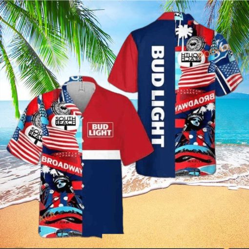 Bud Light Hawaiian Shirt July 4th Independence Day Broadway South Beach