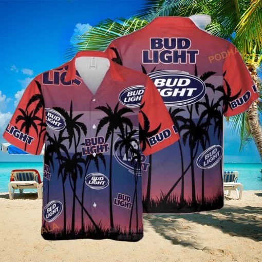 Bud Light Hawaiian Shirt Summer Vibes Palm Tree