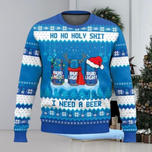 Bud Light Ho Ho Holy Shit I Need A Beer Ugly Christmas Sweater