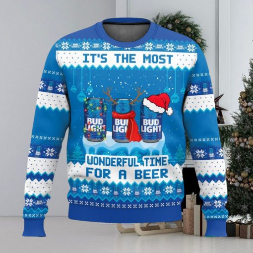 Bud Light It’s The Most Wonderful Time For A Beer Christmas Ugly Sweater Special Gift For Xmas