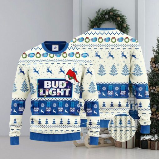 Bud Light Reindeer Snowy Night Ugly Sweater, Christmas Gift Apparel, Merry Ugly Christmas Sweater