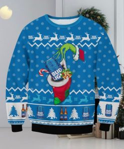 Bud Light The Grinch Hand Santa Ugly Christmas Sweater