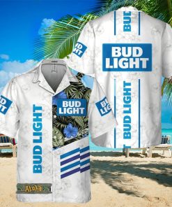 Bud Light White Tropical Flower Hawaiian Shirt For Men And Women Gift Hawaiian Beer