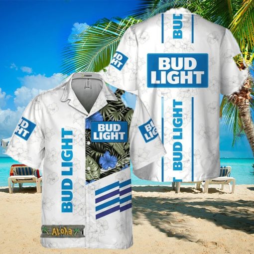 Bud Light White Tropical Flower Hawaiian Shirt For Men And Women Gift Hawaiian Beer