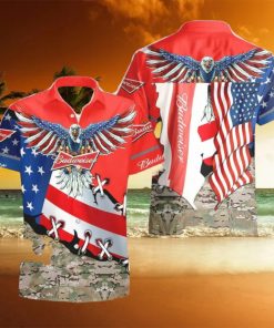 Budweiser Beer Eage USA Flag Hawaiian Combo Shirt And Short Gift Hawaiian For Mens