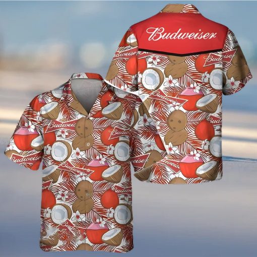 Budweiser Beer Hawaiian Shirt Tropical Coconut Pattern