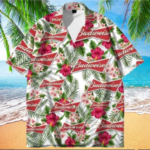 Budweiser Beer Hawaiian Shirt Tropical Flower Pattern Beach Lovers Gift