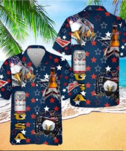 Budweiser Beer Hawaiian Shirt USA Flag Eagle Independence Day 4th Of July