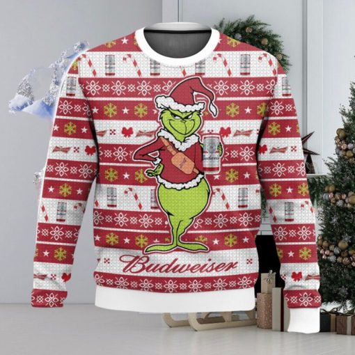 Budweiser Grinch All Over Printed Ugly Christmas Sweater 2023 Christmas Gift Ideas Holiday Gift