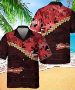 Budweiser Hawaiian Shirt Palm Tree Blend Polynesian Pattern Beer Lovers Gift