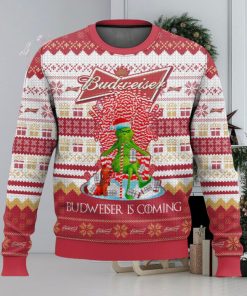 Budweiser Is Coming All Over Printed Ugly Christmas Sweater 2023 Christmas Gift Ideas Holiday Gift