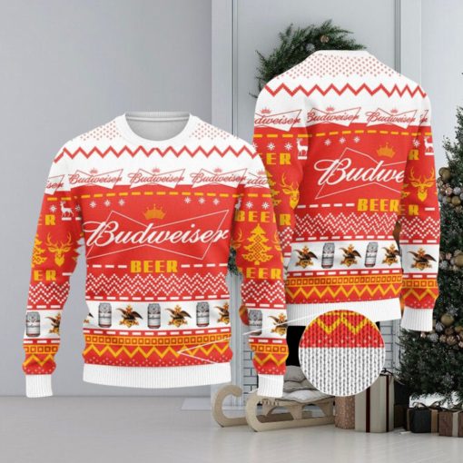 Budweiser Ugly Christmas Sweater, Christmas Gift Apparel, Merry Ugly Christmas Sweater