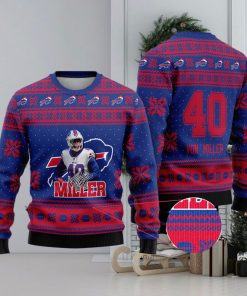 Buffalo Bills – Von Miller Custom Name And Number Ugly Christmas Sweater -  Limotees