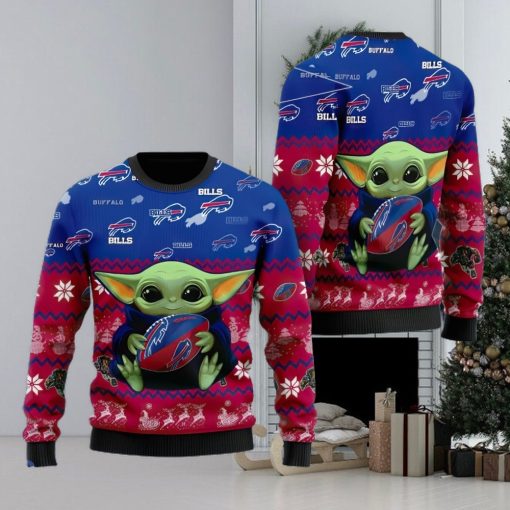 Buffalo Bills Baby Yoda Christmas 3D Ugly Christmas Sweater Christmas Gift For Sport Fanshirt For American Football Fans