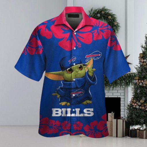 Buffalo Bills Baby Yoda Short Sleeve Button Up Tropical Hawaiian Shirt