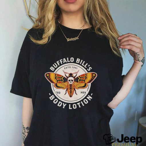 Buffalo Bill’s Body Lotion Death’s Head Moth retro logo shirt