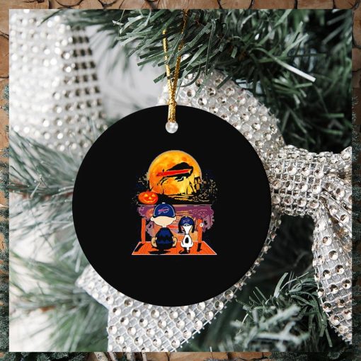 Buffalo Bills Charlie Brown And Snoopy Watching Halloween Ornament Christmas