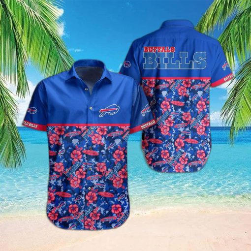 Buffalo Bills Hawaiian Shirt Bills Pink Hibiscus Flowers Hawaiian Shirt