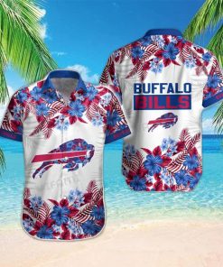 Buffalo Bills Hawaiian Shirt Blue Flower Pink Palm Leaves Buffalo Bills Gift