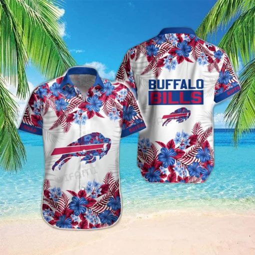 Buffalo Bills Hawaiian Shirt Blue Flower Pink Palm Leaves Buffalo Bills Gift